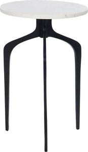 BELIANI Stolik kawowy biały marmur złote metalowe nóżki okrągły 36 x 36 cm styl glamour nowoczesny do salonu sypialni