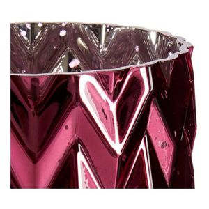 Vase Rosa Schnitzerei Stachel Kristall (11,3 x 19,5 x 11,3 cm)