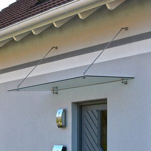 HOME DELUXE - Glasvordach Klarglas - Maße: 200 x 90 cm - Verbundsicherheitsglas (VSG) - Verschiedene Größen - V2A rostfreies Edelstahlzubehör HOME DELUXE - Glasvordach Klarglas - Maße: 200 x 90 cm - Verbundsicherheitsglas (VSG) - Verschiedene Größen - V2A rostfreies Edelstahlzubehör