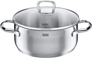 Silit Achat Kochtopf 24cm, Glasdeckel, Bratentopf 4,1l, Edelstahl poliert, Topf Induktion, unbeschichtet, backofengeeignet