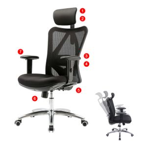 SIHOO Bürostuhl Schreibtischstuhl, ergonomisch, verstellbare Lordosenstütze, 150kg belastbar  ohne Fußstütze schwarz