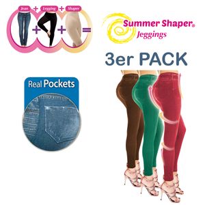 Summer Jeans Shaper Slim Jeggings L/XL (38-42), 3er Set die einzigartige Hose mit dem innovativen 3-fach Effekt. Leggings, Bodyformer und Jeans in einem – Aus der TV Werbung