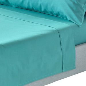HOMESCAPES Bettlaken ohne Gummizug seegrün, Fadendichte 200, 240 x 275 cm