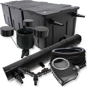 SunSun Komplettset: CBF-350C Teichfilter bis 90000 L Teichfilteranlage, CTF-8000 Teichpumpe 8000l/h 70W, CUV-272 Teichklärer 72W, 25m Teichschlauch 25 mm, CSP-250 Skimmer 2500l/h 45W, Y-Verteiler