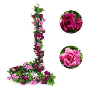 240cm Rote Rosengirlande Blumengirlande Künstlich Rosenrebe Kunstblumen Rose Girlande