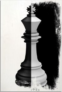 Kunstdrucke Wandbilder Holz in : Brillante Farben, Größe 60 x 90 cm Motiv Schachfigur schwarz-weiß