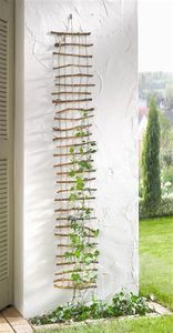 Dekogitter "Strickleiter" aus Reisig & Hanf, 25x150 cm, Rankhilfe für die Hauswand, Kletterhilfe, Gartendeko, Dekoleiter