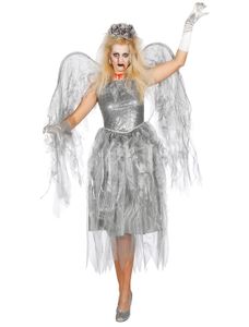 Todesengel Kostüm Engel Tod Halloween Kleid Damen Grau Geist Gruft Karneval 38