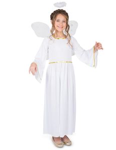 Engel-Mädchenkostüm Engelchen-Verkleidung weiß-gold