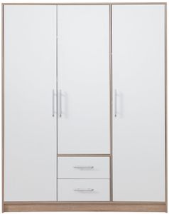 Kleiderschrank 150x190x56 cm SMART SR2 Schrank 3 Türen 2 Schubladen Sonoma Eiche/Weiß