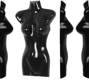 sada 4 ženských torz, 72 cm plastové dámske torzo, 4 kusy - polovica plastovej hornej časti tela v čiernej farbe, figurína, polovica plastového dámskeho tela, figurína, figurína s háčikmi