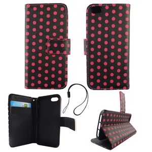 Handyhülle Tasche für Handy Apple iPhone 5 / 5s / SE Polka Dot Schwarz Pink
