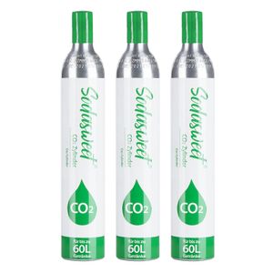 SODASWEET 3 x CO2-Zylinder, 425g Kohlensäure für ca.60 L Wasser, Kohlensäure Zylinder Kohlendioxid Zylinder Neu & Erstbefüllt in Deutschland, geeignet für SodaStream Wassersprudler usw, bis 2031