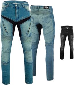 BULLDT Herren Motorradjeans Motorradhose Denim Jeans Hose mit Protektoren, Jeansgröße:W42 / L32, Farbe:Blau