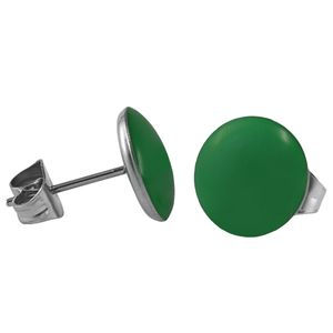 1 Paar 316L Chirurgenstahl Ohrstecker Emaille Farbe - Grün Größe - 4 mm rund Ohrschmuck Ohrringe Ohrhänger