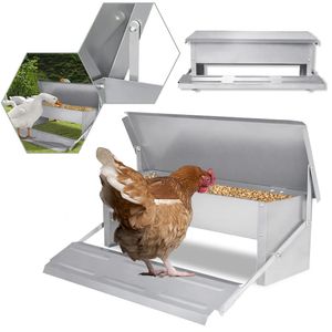 UISEBRT Futterautomat Hühner 5kg - Hühner Futterspender aus Verzinkter Stahl für Geflügel, wasserdicht und rattensicher