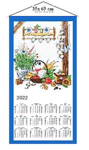 Stoffkalender Wandkalender, diverse Motive, 35 x 65cm, Baumwolle, inkl Stab und Kordel 0088 Landhaus