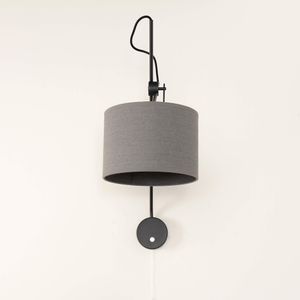 Metall Wandlampe "Viper" mit Schalter Grau Stoff blendarm Loft E14 Moderne Wandleuchte Wohnzimmer