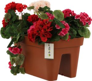 Balkonkiste Blumenkasten Geländerkasten Geländertopf 45x24 cm zum Aufhängen von Blumen, zum Anbauen von Erdbeeren, abnehmbarer Innenkragen| 18 L Balkon-Blumenkasten Terrakotta Rechteck
