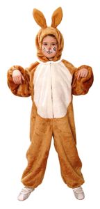 O5066-140-152 braun-weiß Kinder Junge Mädchen Hase Hasen Kostüm Overall Gr.140-152