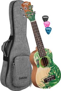 Soprano Ukulele Leafy (incl. Bag padded, 3 Picks)