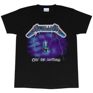 Metallica - Ride the Lightning T-Shirt für Herren PG624 (L) (Schwarz/Violett)