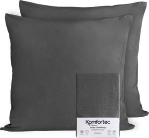 Komfortec 100% Baumwolle Kissenbezüge 2er Set 40x40 cm, Superweicher Premium Jersey Kopfkissenbezug 150 g/m², Kissenhülle, Anthrazit