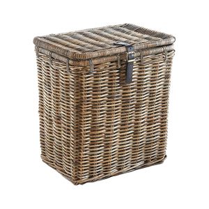 Kobolo Wäschekorb Rattankorb Aufbewahrungskorb mit Deckel - Rattan - kubu gray - 50x38x56 cm
