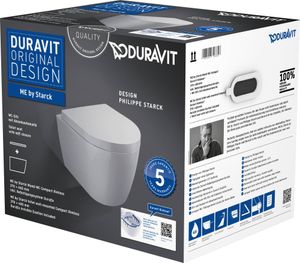 Duravit Wand-WC-Set COMPACT RIMLESS ME by Starck tief, 370 x 480 mm weiß