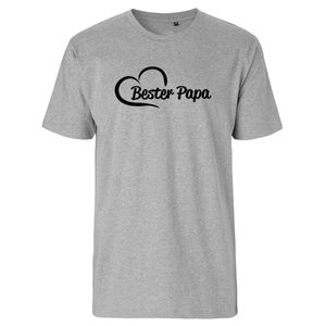 Huuraa Herren T-Shirt Bester Papa Herz Bio Baumwolle Fairtrade Oberteil Größe XL Sport Grey mit Motiv für den tollsten Vater