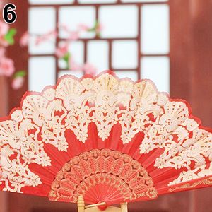Ethnischer Stil, Tanzparty, Hochzeit, goldener Ton, handgehaltener Blumen-Faltfächer, Rot