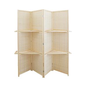 LW Collection Paravent Raumteiler Braun Bambus - Raumteiler 4 Paneele - Trennwand 170x160cm - Paravent Fertig