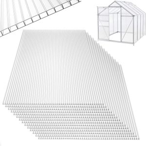 FIVMEN 14x polykarbonátové dvoustěnné desky 4 mm - 10,25 m² dvoustěnná deska 60,5 x 121 cm odolná proti UV záření pro skleníky zahradnictví přístřešky pro auta atd. (transparentní)