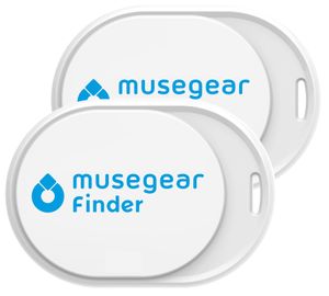 musegear® Schlüsselfinder Mini mit Bluetooth App I Keyfinder laut für Handy in weiß - 2er Pack I GPS Ortung/Kopplung I Schlüssel Finden