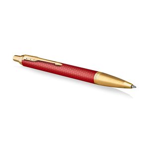 Parker IM Kugelschreiber | Rote Premiumlackierung mit goldenen Zierteilen | Mittlere Schreibspitze mit blauer Nachfüllmine | Geschenkbox
