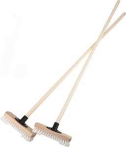 SIDCO Schrubber mit Stiel 2 x Bodenschrubber mit Holzstiel Schrubberbürste + Quickhalter