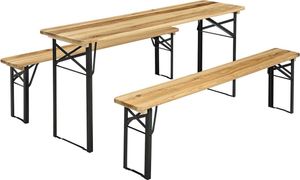 Súprava záhradného nábytku 200907, pivný set, 1 + 2, čierna/jedľa, 170 cm