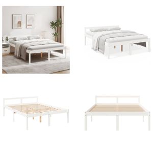 vidaXL Seniorenbett Weiß 150x200 cm Massivholz Kiefer - Seniorenbett - Seniorenbetten - Bett Senioren - Betten Senioren