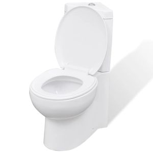 Stand Toilette Ecke Bodenstehend Keramik Soft Close WC Schwarz/Weiß
