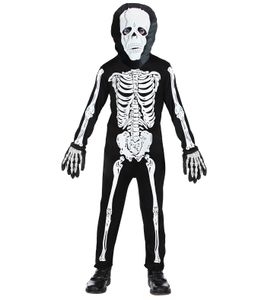 Halloween Skelett Kinderkostüm mit Maske | Schwarz Weiß Größe: 164