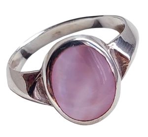 Silber-Ring mit pinken Stein 925 er Sterling Silber, Gr. 20(63)