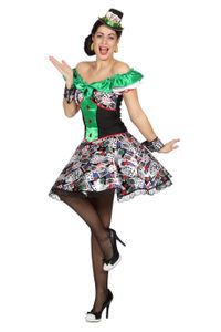 W4978-48 bunt Damen Disco-Party Kleid-Kostüm Casino Katrenspiel Gr.48