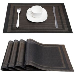 Tischset, Platzsets Abwaschbar rutschfest Hitzebeständig, colour, schwarz, form, Rechteck, quantity, 4 Stück