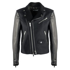 Les Hommes Jacke "Perfecto Biker" -  LJO400 209L | Perfecto Biker Jacket Mixed Fabrics - Schwarz, Grau-  Größe: 50(EU)