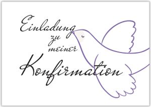 4x Moderne Einladungskarte mit Taube: Einladung zu meiner Konfirmation