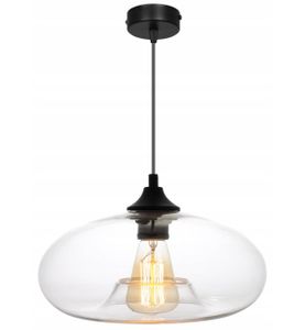 Madrid Lampenschirm Hängelampe Hängeleuchte - Deckenlampe Industrial für Wohnzimmer Schlafzimmer und Esszimmer - Pendelleuchte Glas mit Metall - Farblos
