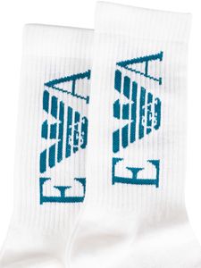 Emporio Armani Herren 2er-Pack kurze Socken, Weiß One Size
