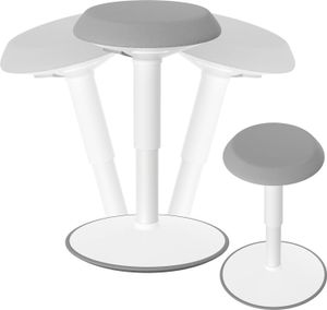 VA-Cerulean Ergonomischer Hocker Wackelhocker Bürohocker Stehhocker Stehsitz 360° Neigbar Sitzhocker Schreibtischhocker mit Schwingeffekt Arbeitshocker (43-61 cm H?henverstellbar, Rund, Hellgrau)