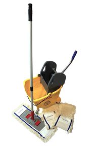 CleanSV Reinigungswagen Wischset Profi Laschenmop gelb 50 cm - 24 Liter 3 x Laschenmop, 1 x Laschenmophalter 1 x Teleskopstiehl