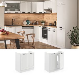 Vicco Spülenunterschrank R-Line, 80 cm ohne Arbeitsplatte, Weiß Landhaus/Weiß